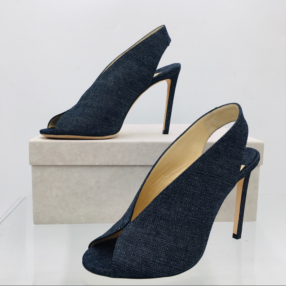 Jimmy Choo SHAR 100 Indigo Denim Women’s Heels Sandals
